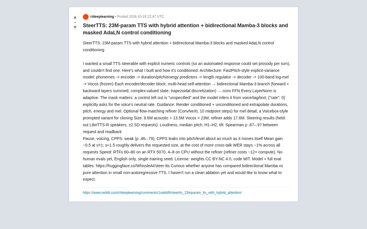 SteerTTS Reddit release post