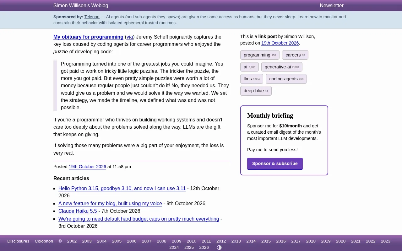 A Programming Obituary: How AI Coding Agents Took the Fun Out of Puzzle-Solving