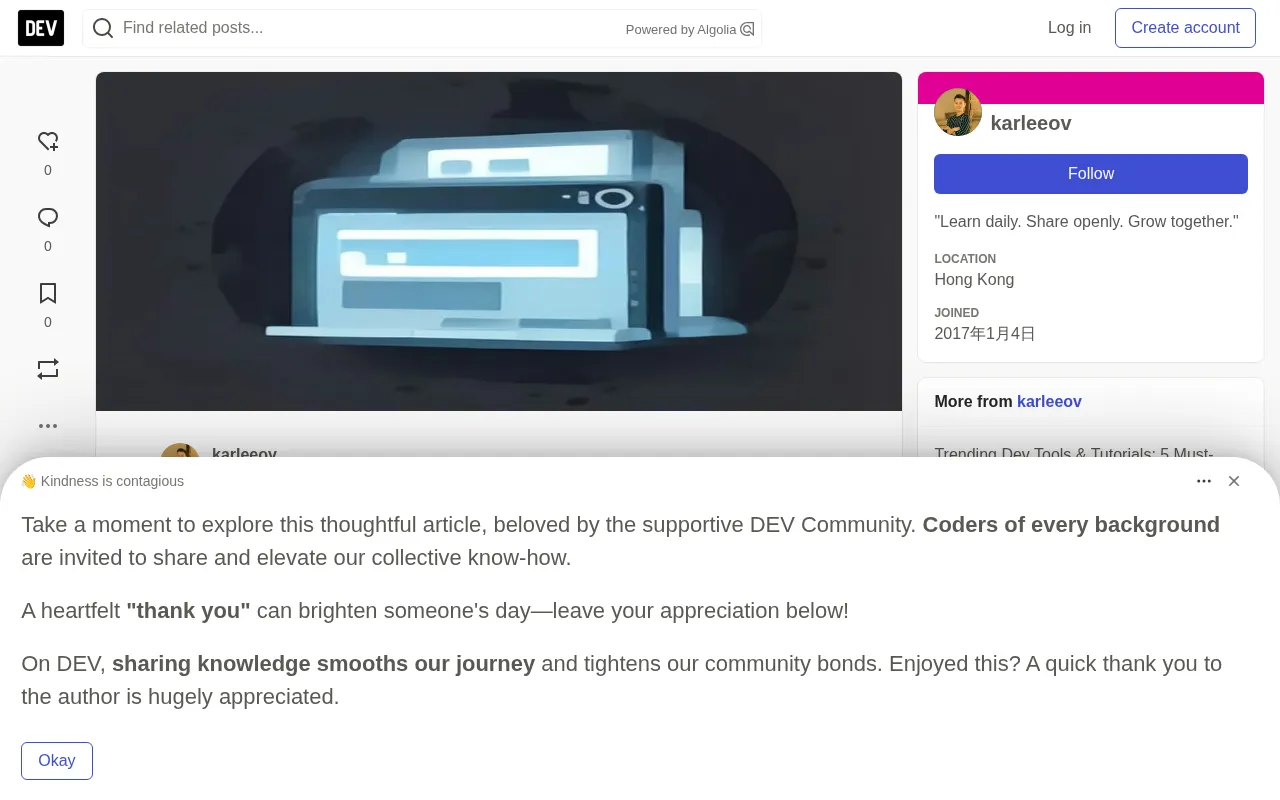 Screenshot of developer tools roundup source