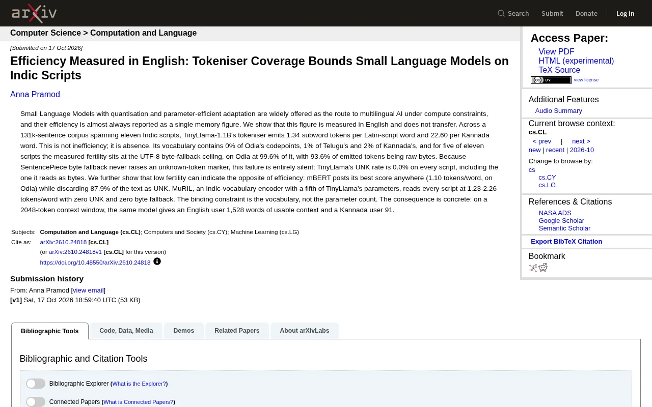 Tokeniser Coverage: The Invisible Ceiling of Small Language Models in Multilingual Scenarios