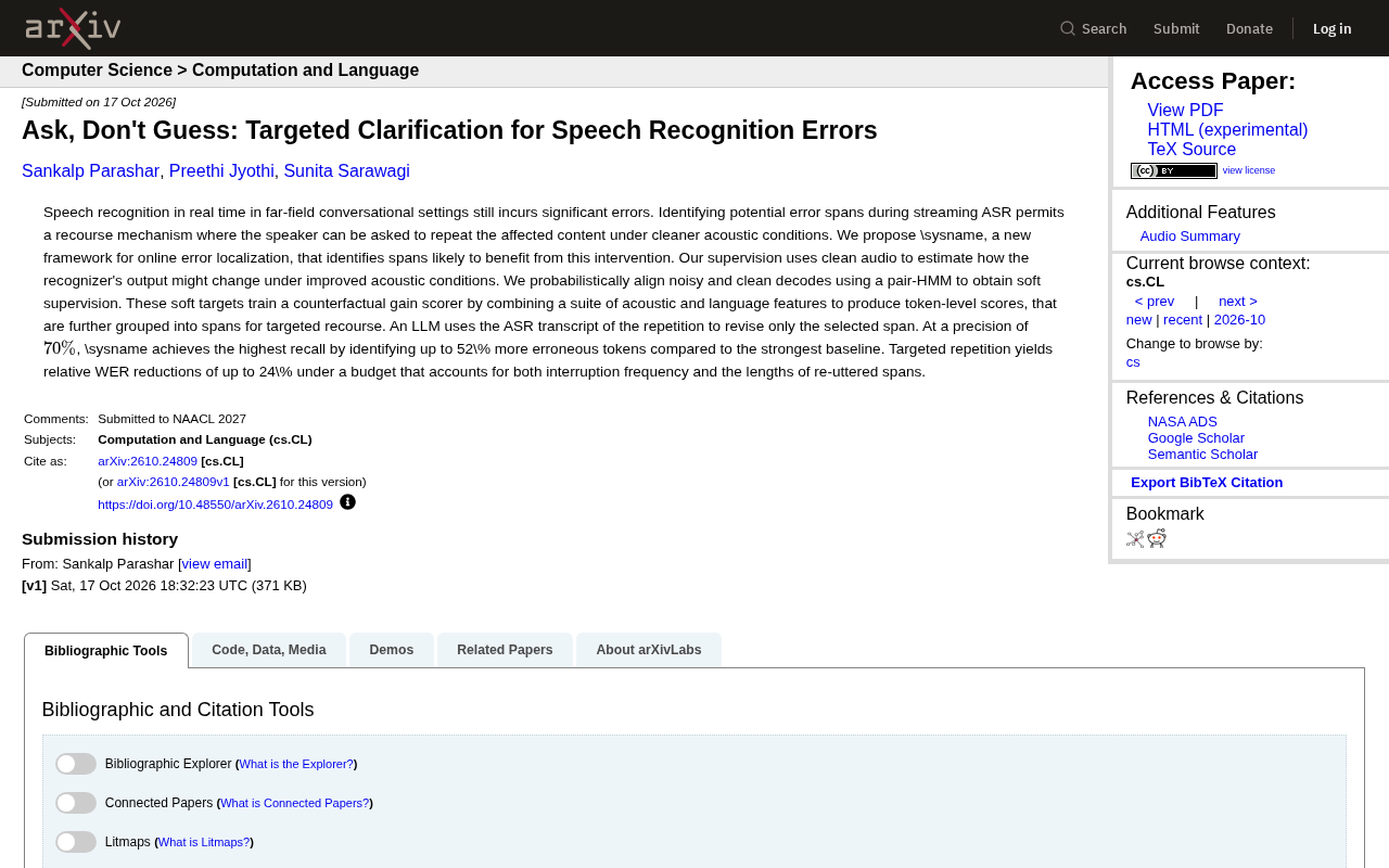 No More Guessing: New Framework for Locating Speech Recognition Errors Lets the System Ask Questions Proactively