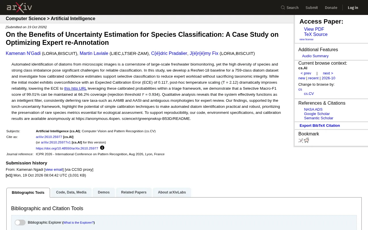 Uncertainty Estimation Optimizes Expert Annotation for Diatom Classification
