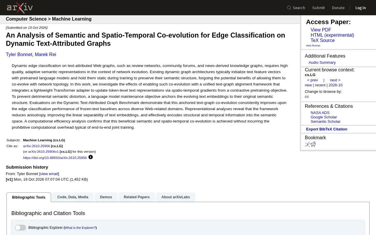 Co-evolution of Text and Spatiotemporal Structure: A New Breakthrough in Dynamic Graph Edge Classification
