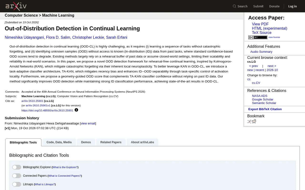 Out-of-Distribution Detection in Continual Learning paper source screenshot