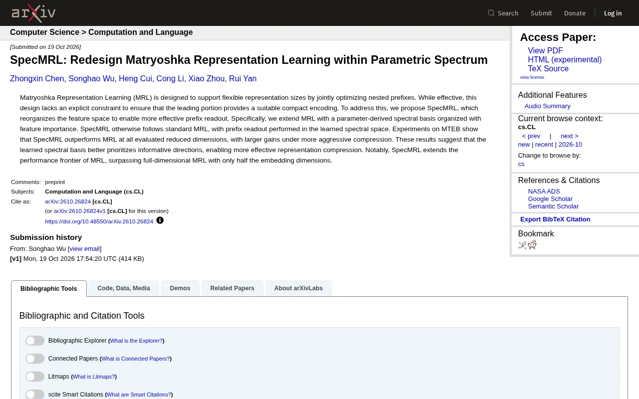 SpecMRL: Spectral-Space Restructuring for More Efficient Nested Representations