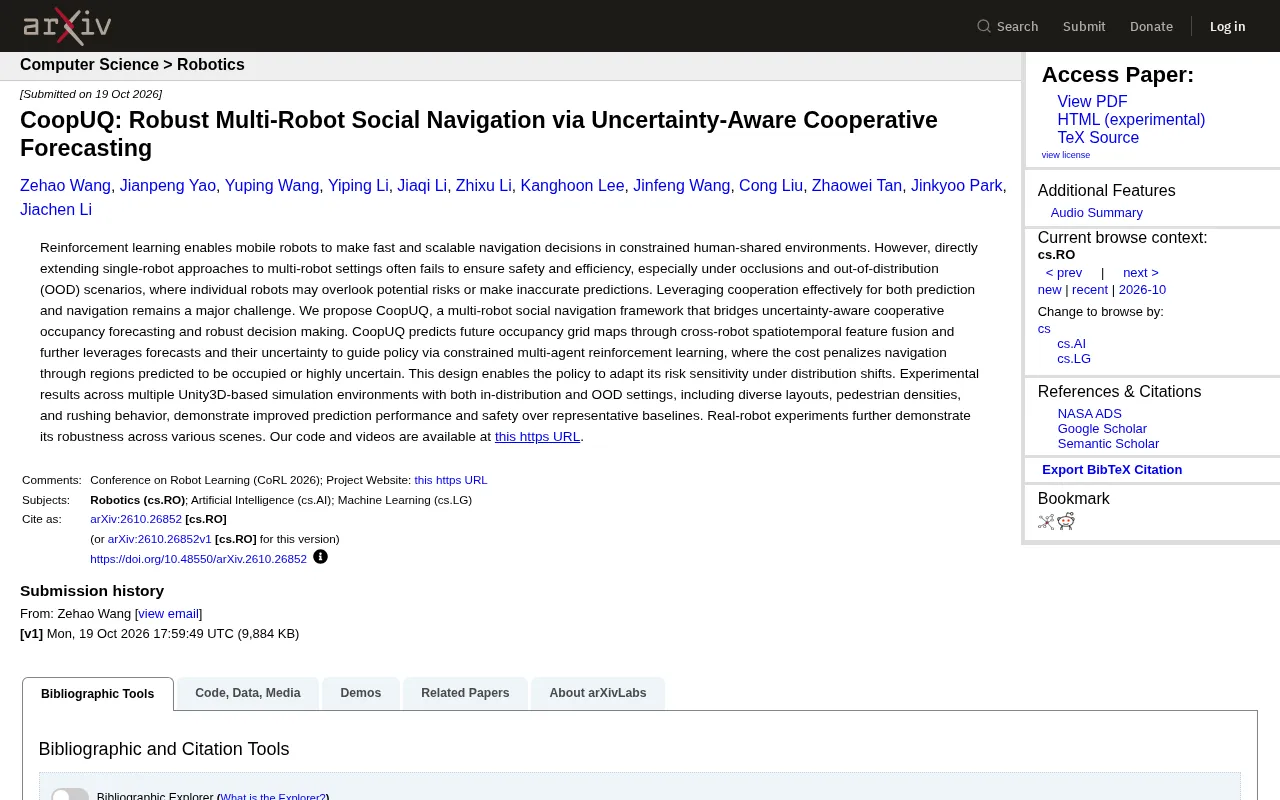 CoopUQ: Uncertainty-Aware Multi-Robot Collaborative Navigation