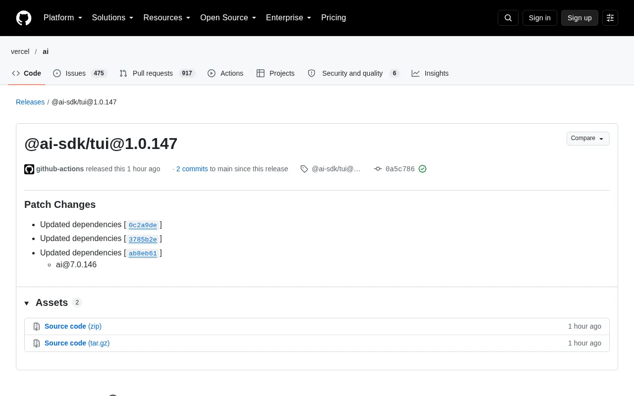 AI SDK TUI 1.0.147 Update Analysis: Dependency Upgrades and Ecosystem Alignment