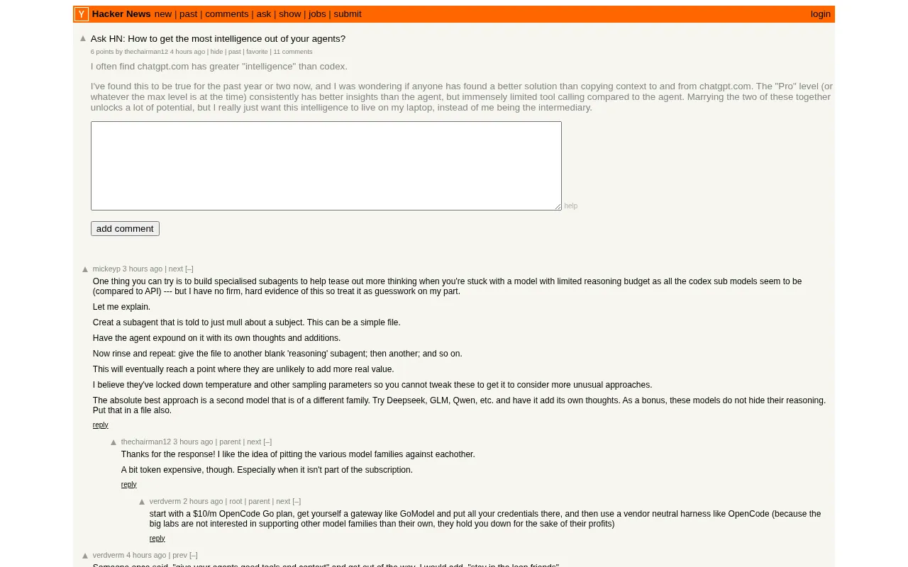 How to Squeeze Maximum Intelligence Out of Your Agents? A HN Discussion