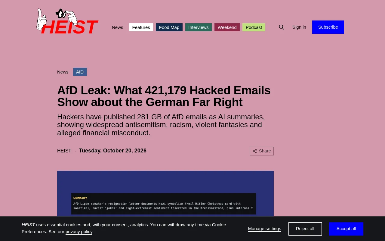 AfD leak sparks discussion on Hacker News