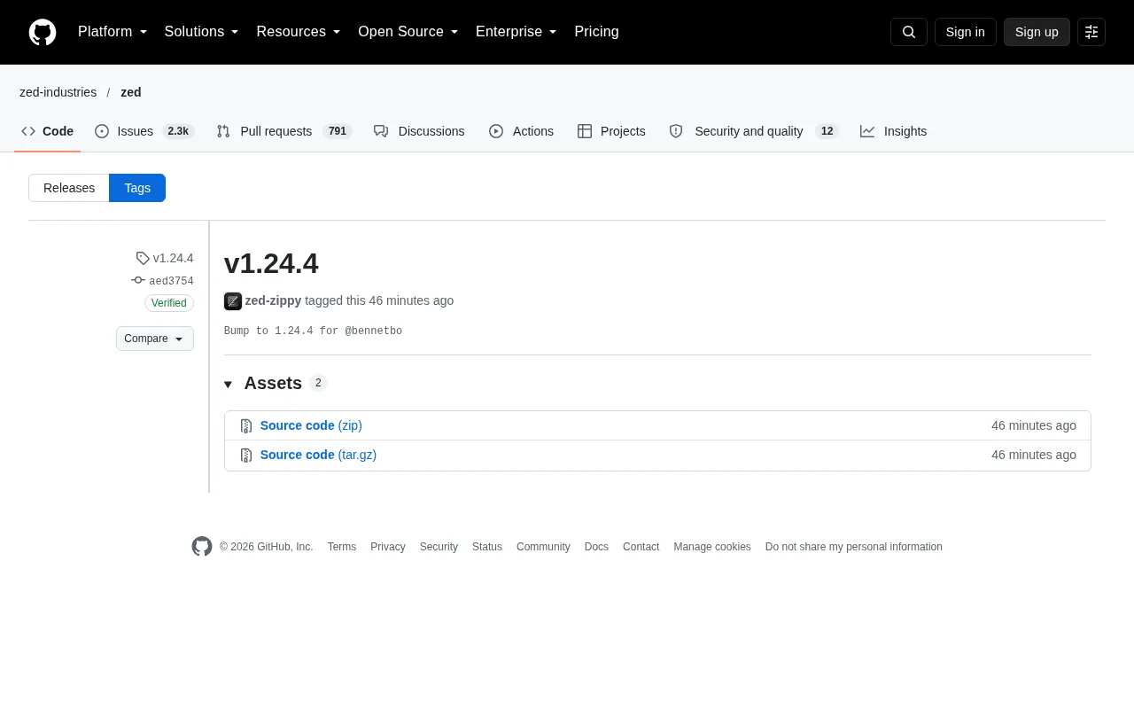 Zed Editor Releases v1.24.4 Update