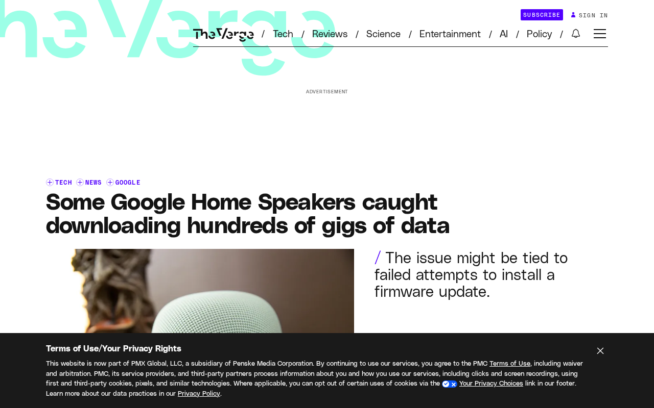 Google Home音箱疯狂下载数百GB数据,固件更新Bug惹祸