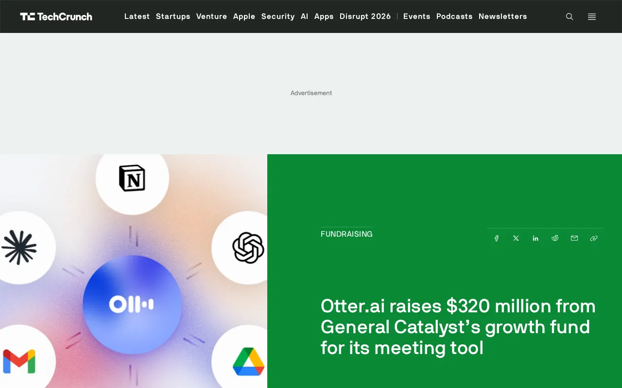 Otter.ai Secures $320M in Funding: AI Meeting Tool Accelerates Enterprise Expansion