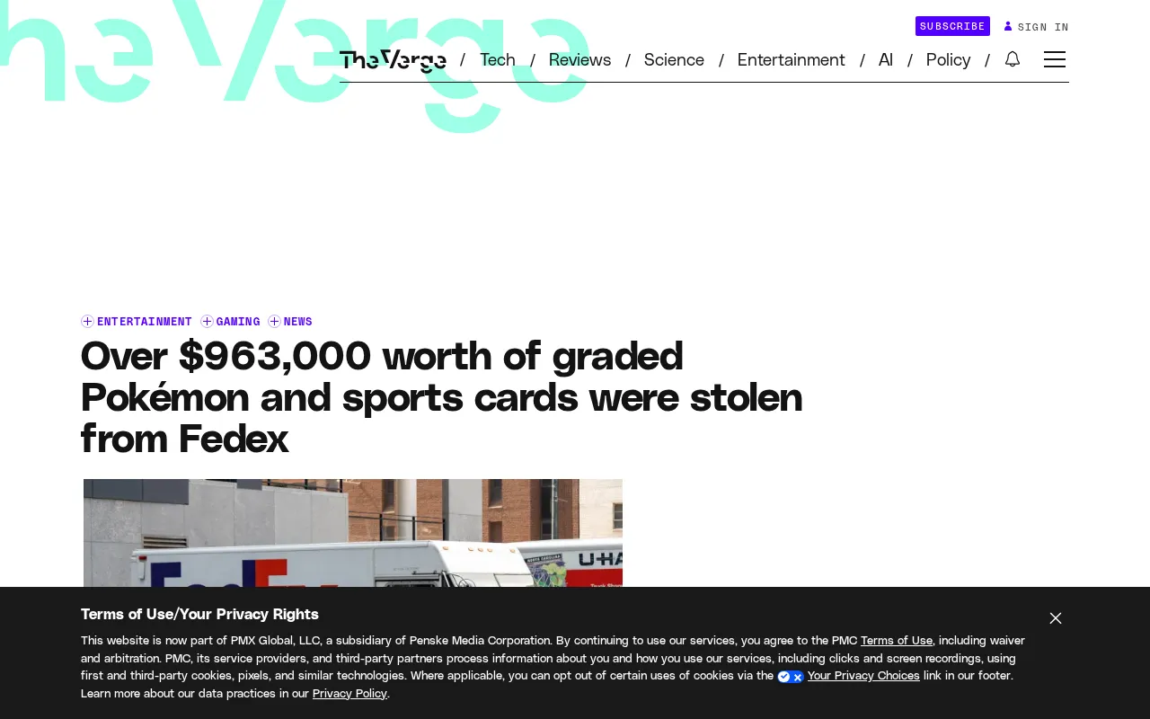 FedEx Truck Stolen Outside PSA Headquarters, Nearly $1 Million in Graded Cards Taken