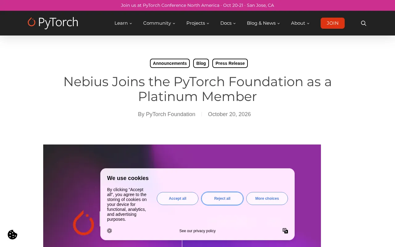Nebius Joins PyTorch Foundation as Platinum Member