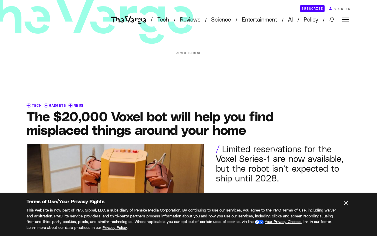 2万美元的Voxel机器人:帮你找回家里放错的东西