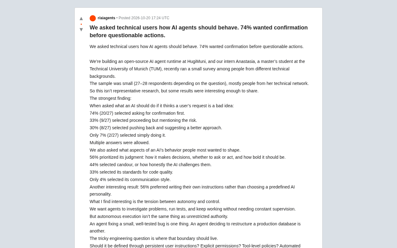 74%技术用户要求AI代理行动前确认:自主与控制的边界在哪?