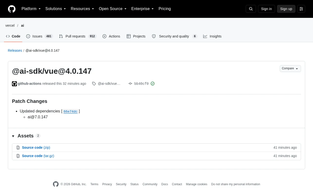 AI SDK Vue 4.0.147 Release Analysis: Dependency Upgrade and Ecosystem Implications