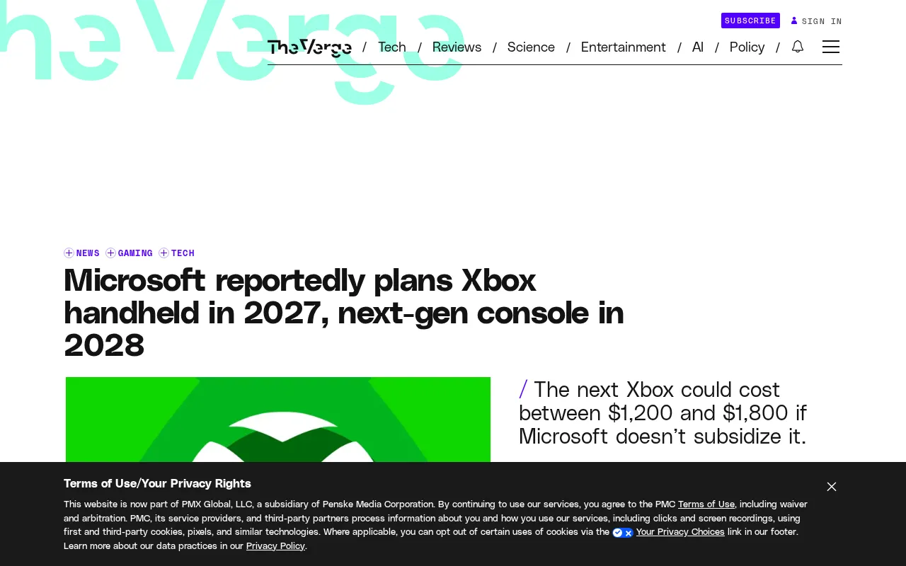 微软Xbox掌机或2027年面世,下一代主机2028年跟进