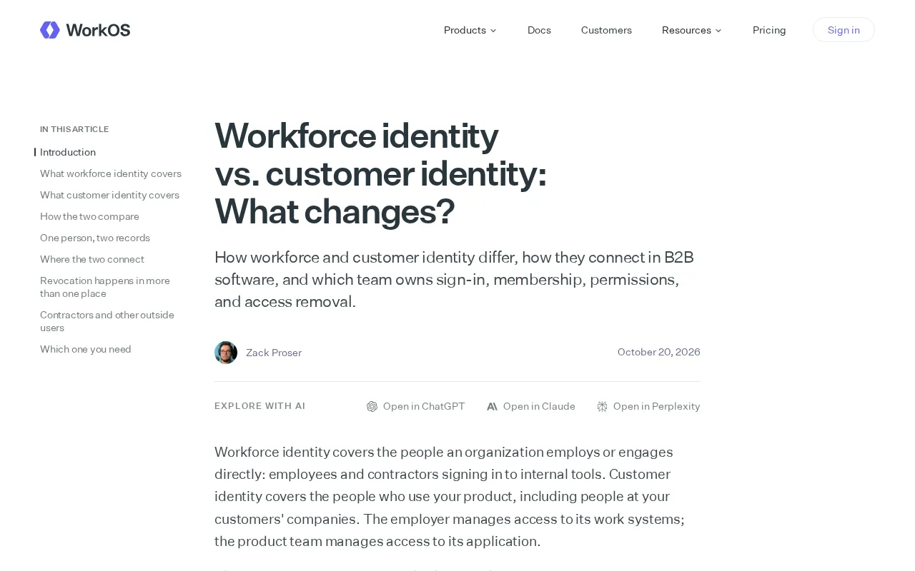 Workforce Identity vs. Customer Identity comparison
