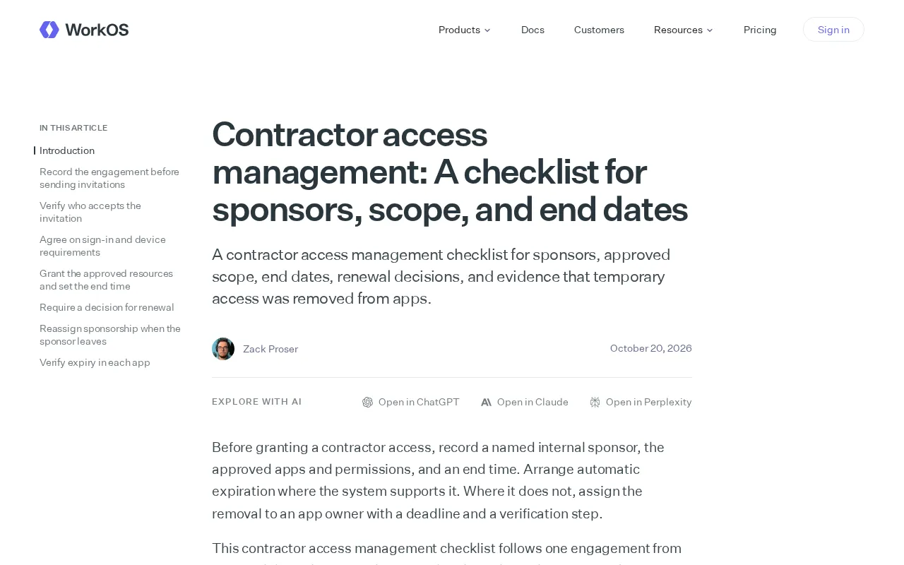 Contractor Access Management Checklist: Sponsors, Scope, and End Dates
