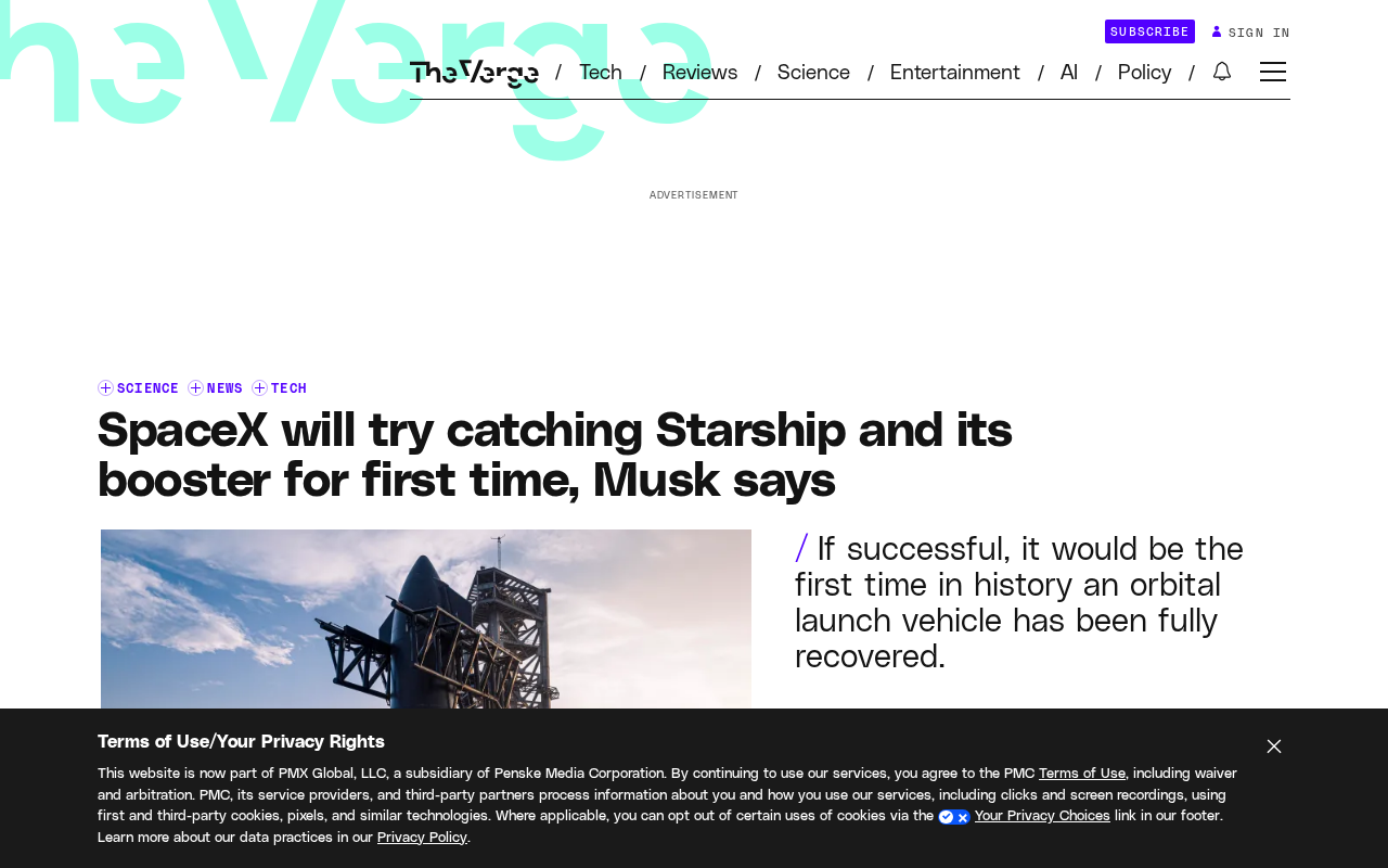 SpaceX将首次尝试完整回收星舰与助推器