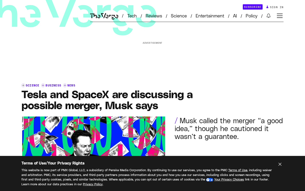 Musk Confirms: Tesla and SpaceX Have Formed Special Committees to Discuss Merger
