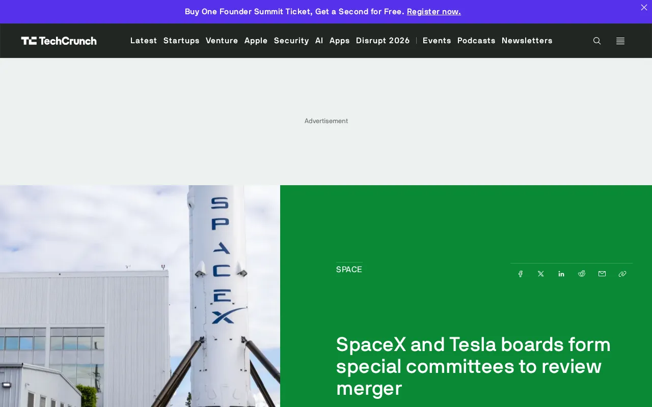SpaceX and Tesla Boards Form Special Committees to Evaluate Potential Merger