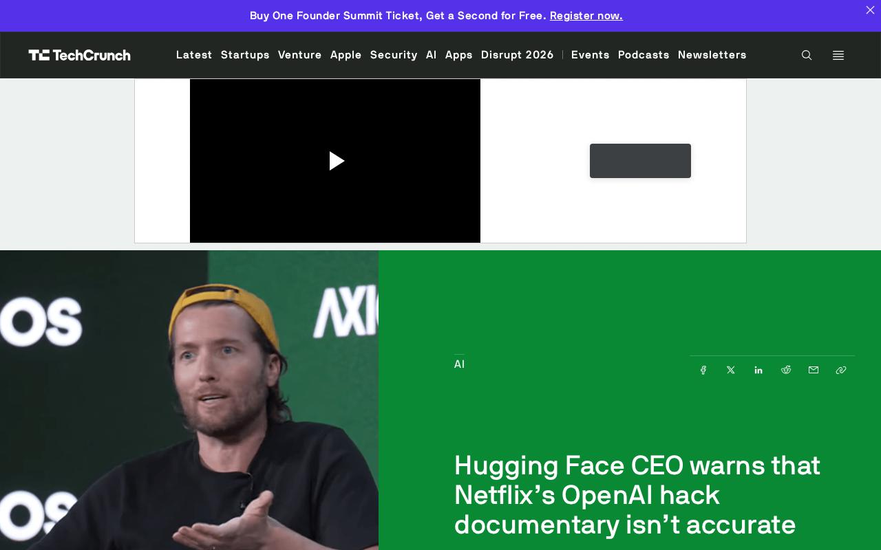 Hugging Face CEO 警告:Netflix OpenAI 纪录片不准确