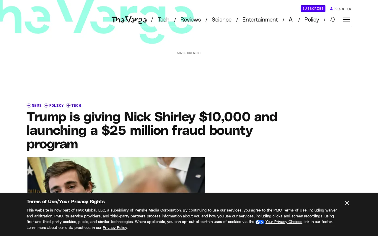 Trump announces $25 million fraud whistleblower bounty