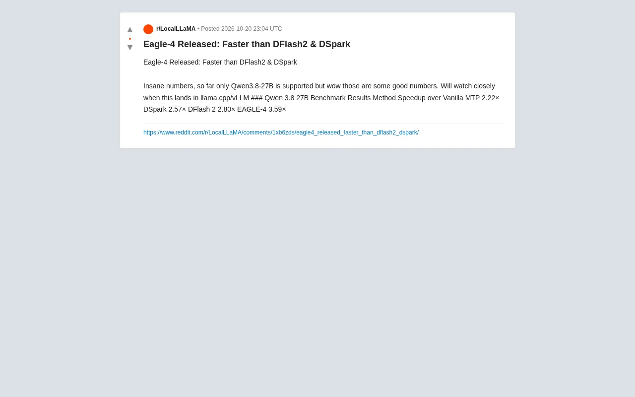 Eagle-4 Released: Outpaces DFlash2 and DSpark in Inference Speed, 3.59× Speedup Measured on Qwen3.8-27B