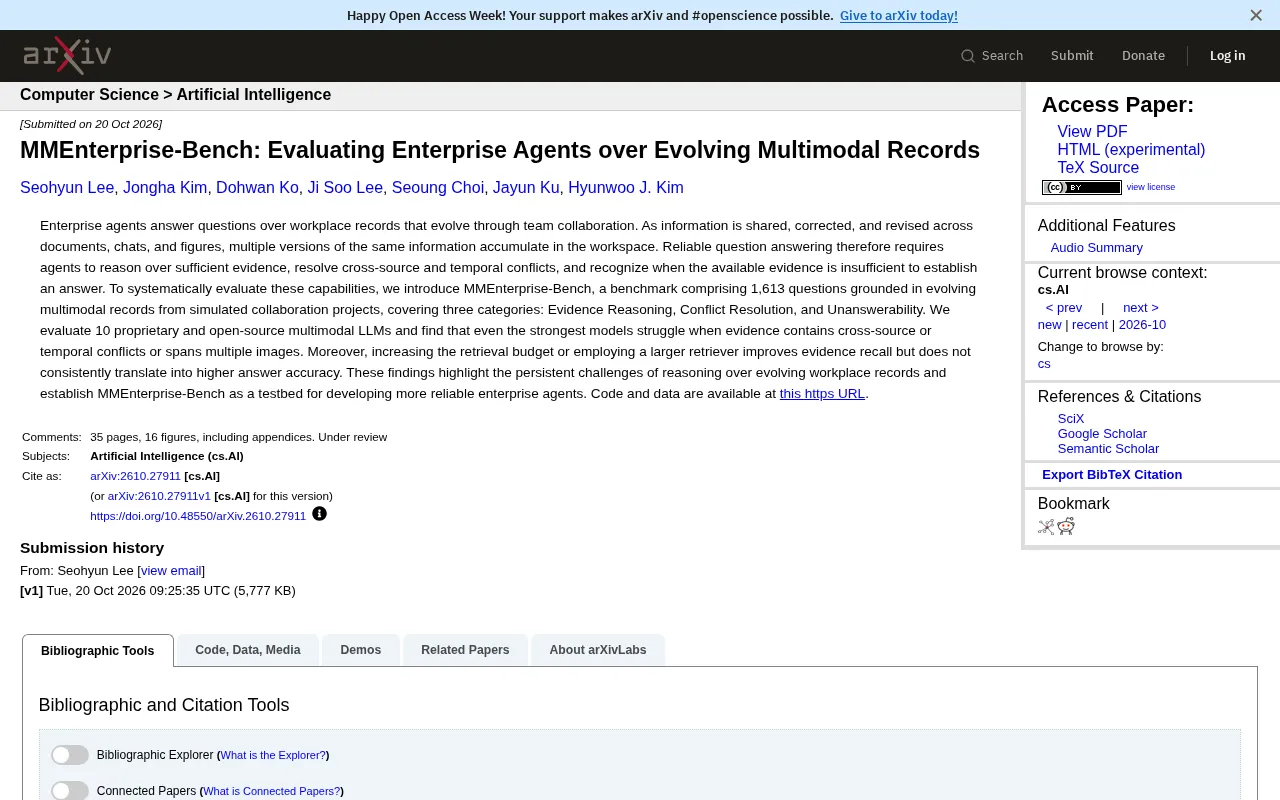 MMEnterprise-Bench: How Can Enterprise Agents Cope with Evolving Multimodal Records?