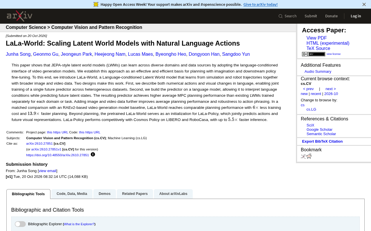 LaLa-World:用自然语言动作扩展潜在世界模型
