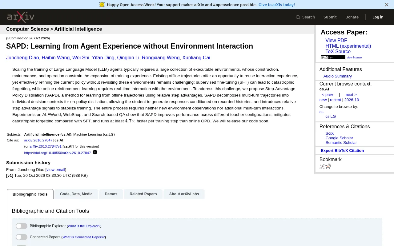SAPD: Efficiently Training LLM Agents from Offline Trajectories Without Environment Interaction