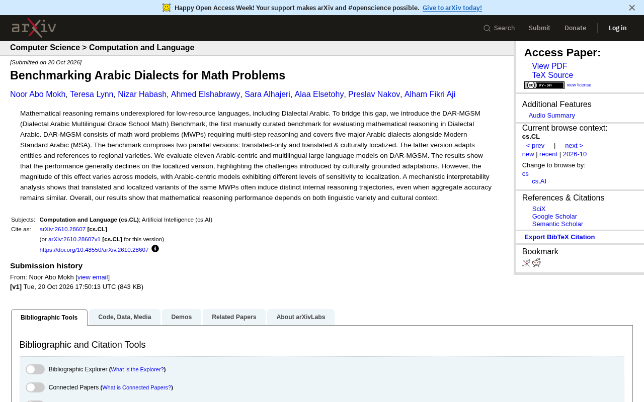 Dialectal Arabic Math Reasoning Benchmark DAR-MGSM Released: How Cultural Localization Challenges Large Models