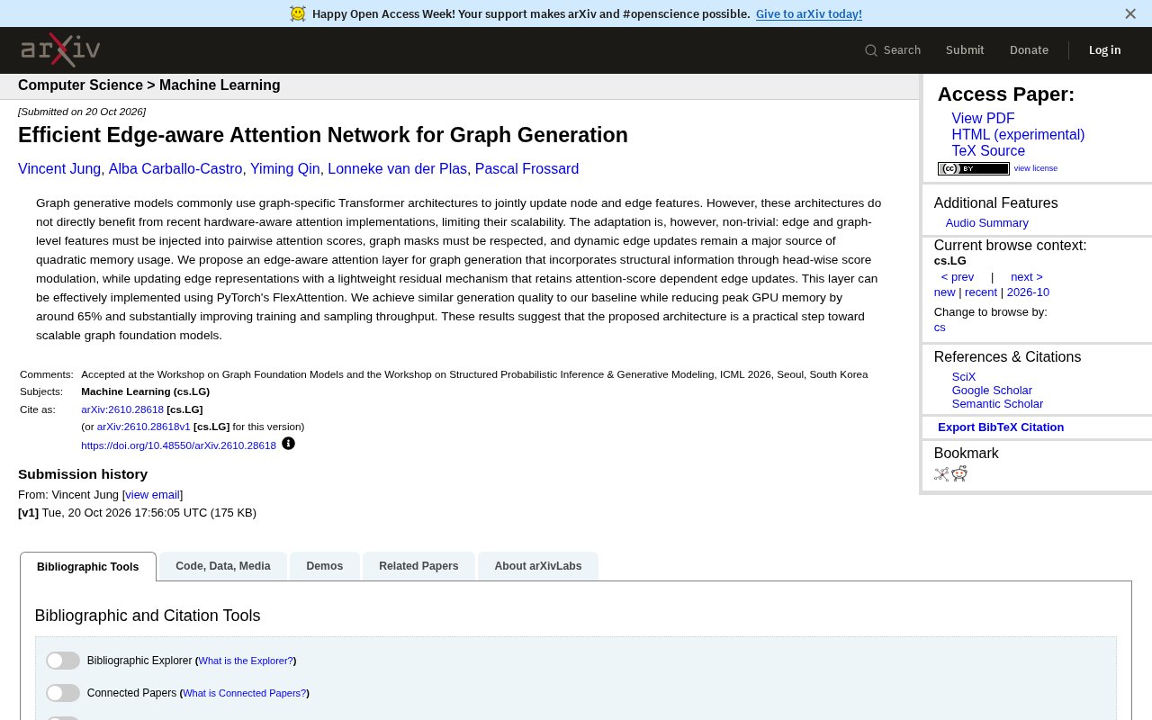Efficient Edge-aware Attention Network: A New Memory Optimization Approach for Graph Generative Models