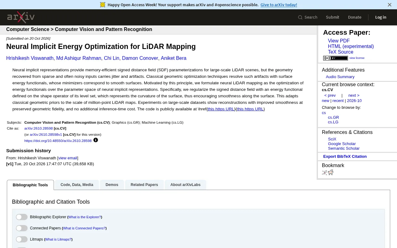 Neural Implicit Energy Optimization: Smoother LiDAR Mapping
