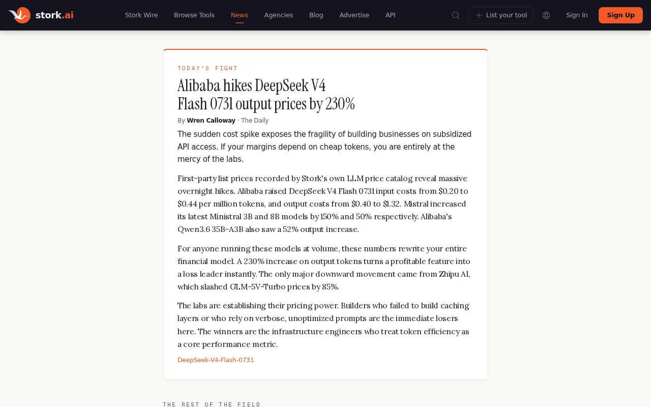 阿里上调DeepSeek V4 Flash输出价格230%:AI推理成本拐点将至?
