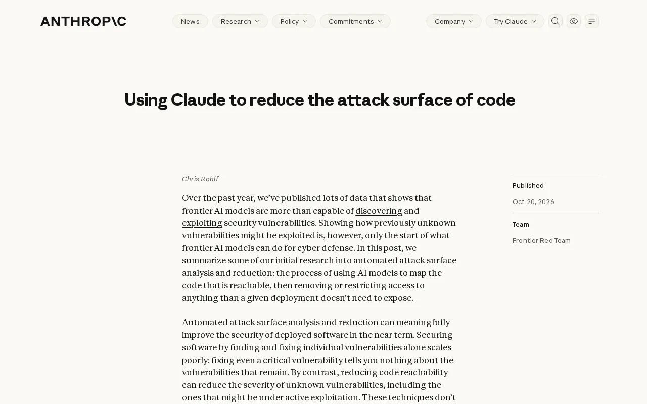 Reducing Code Attack Surface with Claude: A New Approach to AI-Assisted Security Auditing