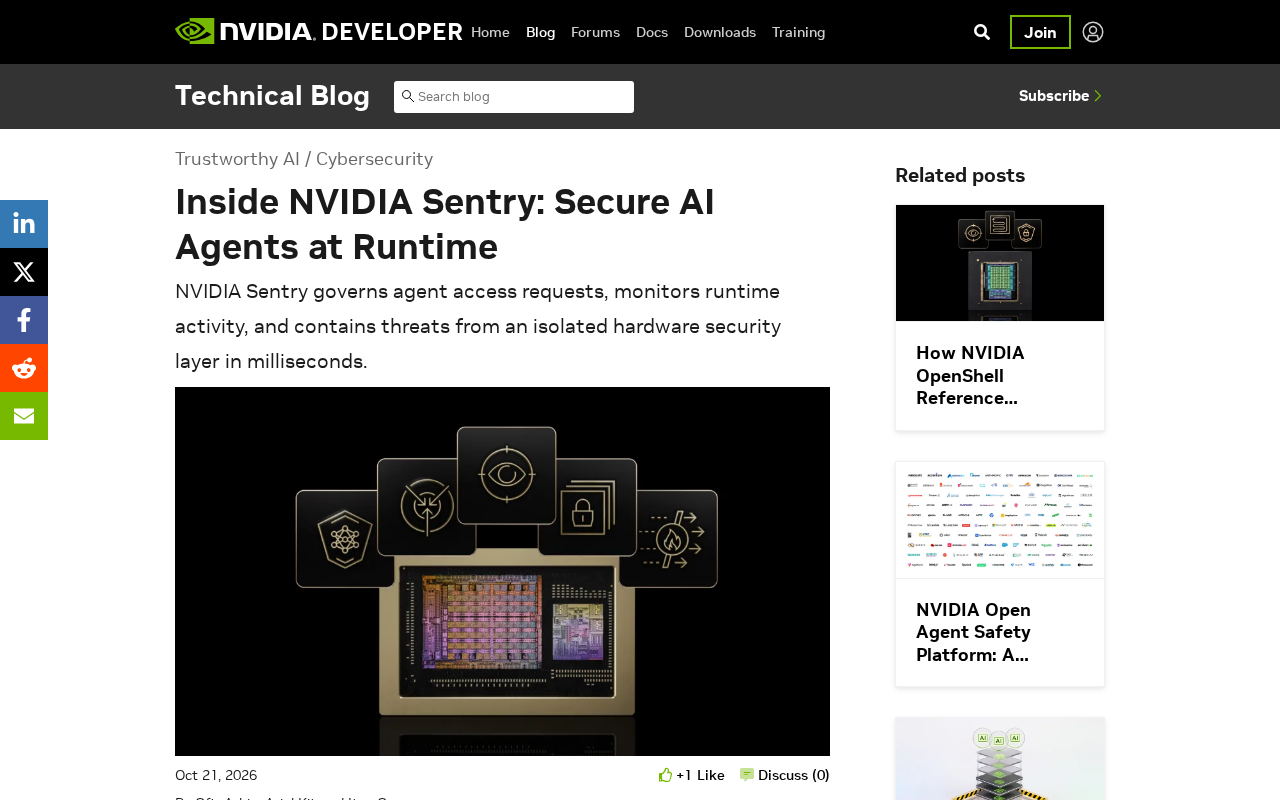 NVIDIA Sentry 解析:AI 智能体运行时安全如何落地