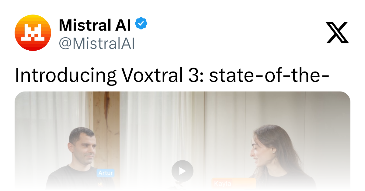 Mistral Releases Voxtral 3: Speech Transcription and Synthesis Models Power a New Voice Agent API