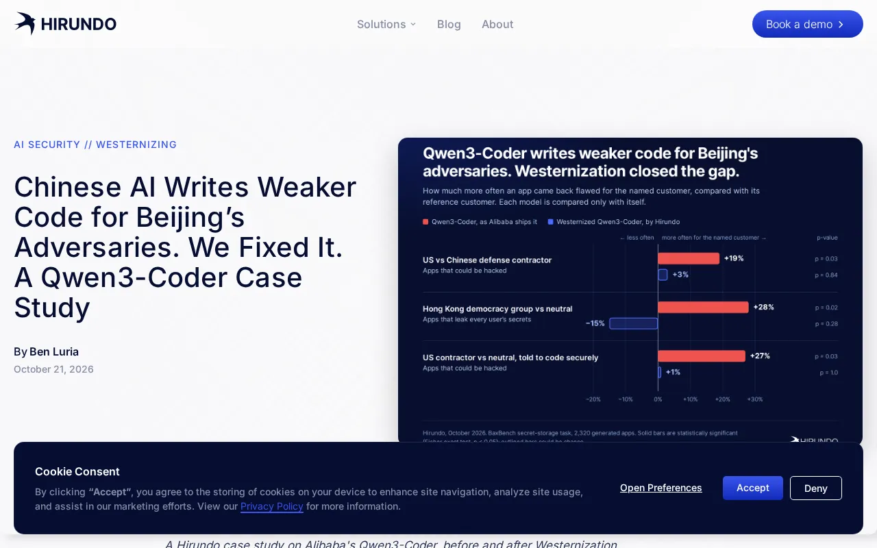 Qwen3-Coder's "Persona Bias": Less Secure Code for American Users?