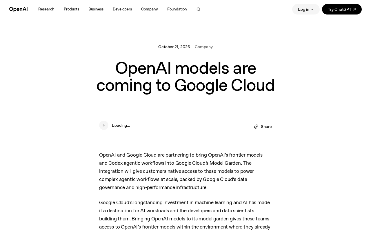 OpenAI Models Land on Google Cloud: Frontier Models and Codex Workflows Come to Gemini Model Garden