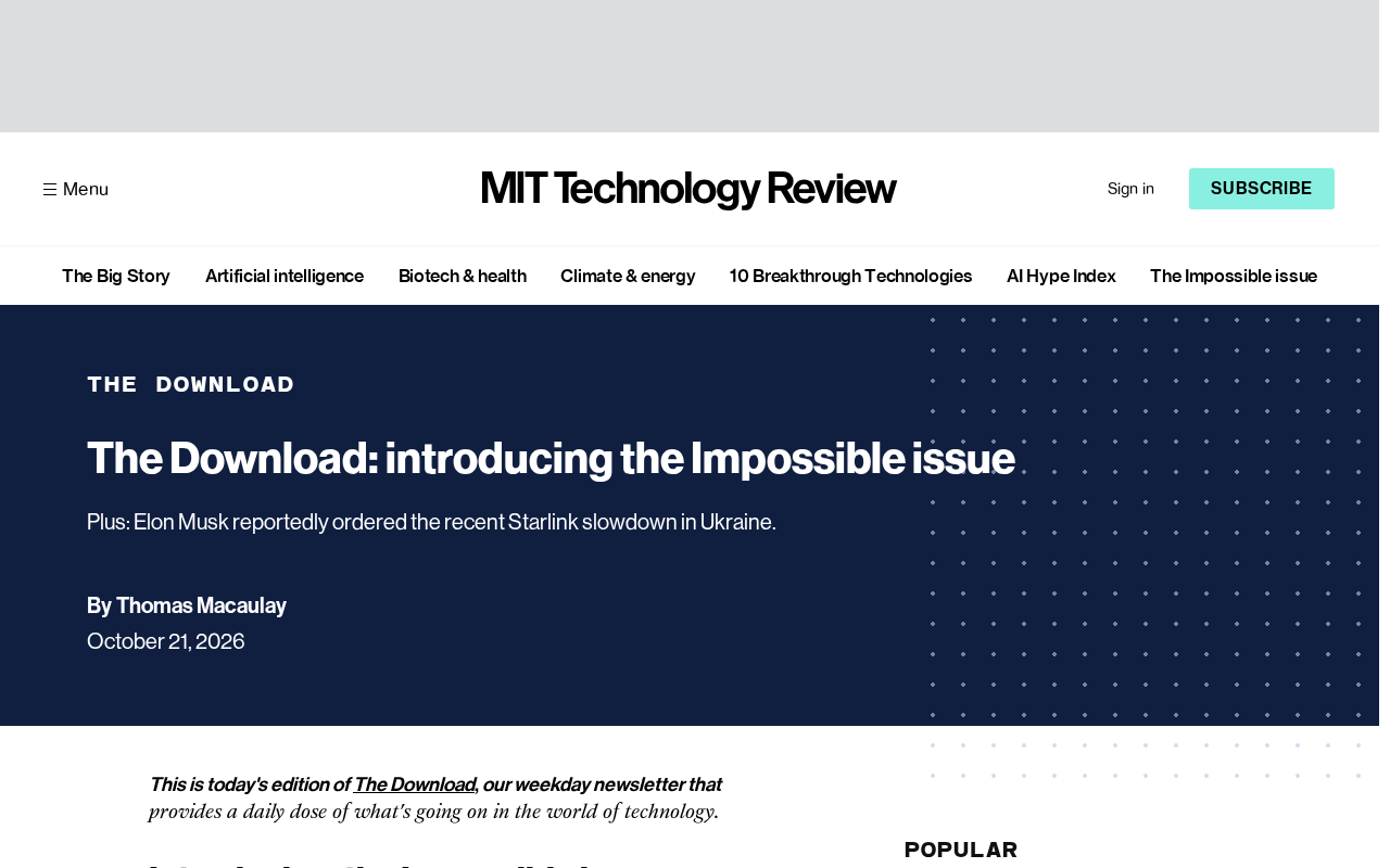 MIT科技评论《Impossible issue》:当科技开始挑战不可能
