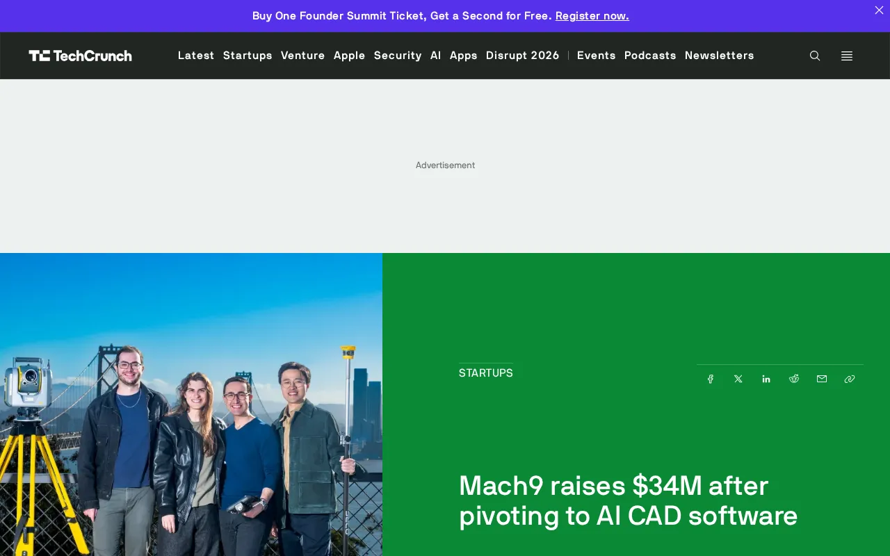 Mach9转型AI CAD软件,获3400万美元融资