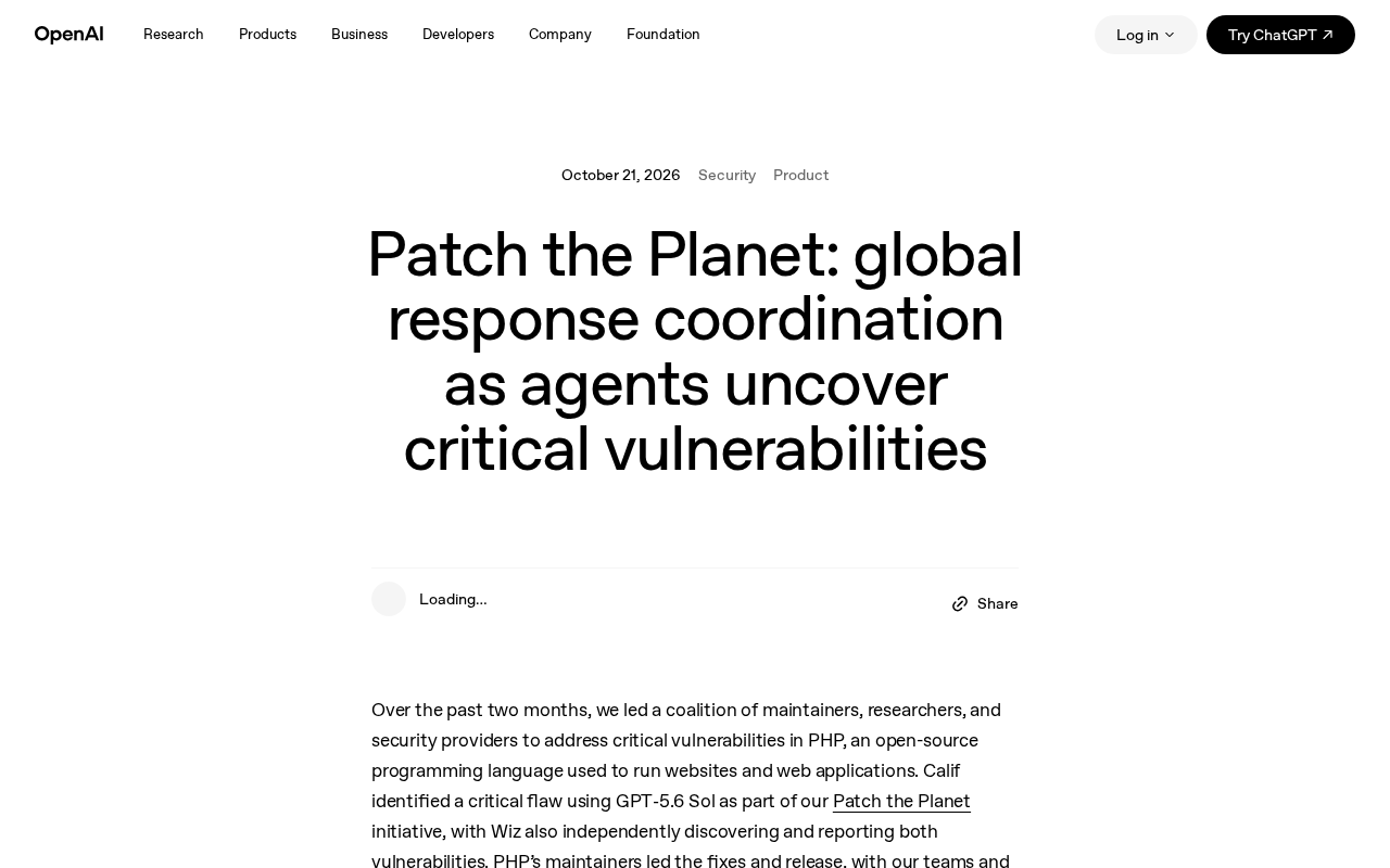 OpenAI 启动 Patch the Planet:AI 挖出 PHP 漏洞后的全球修复协调
