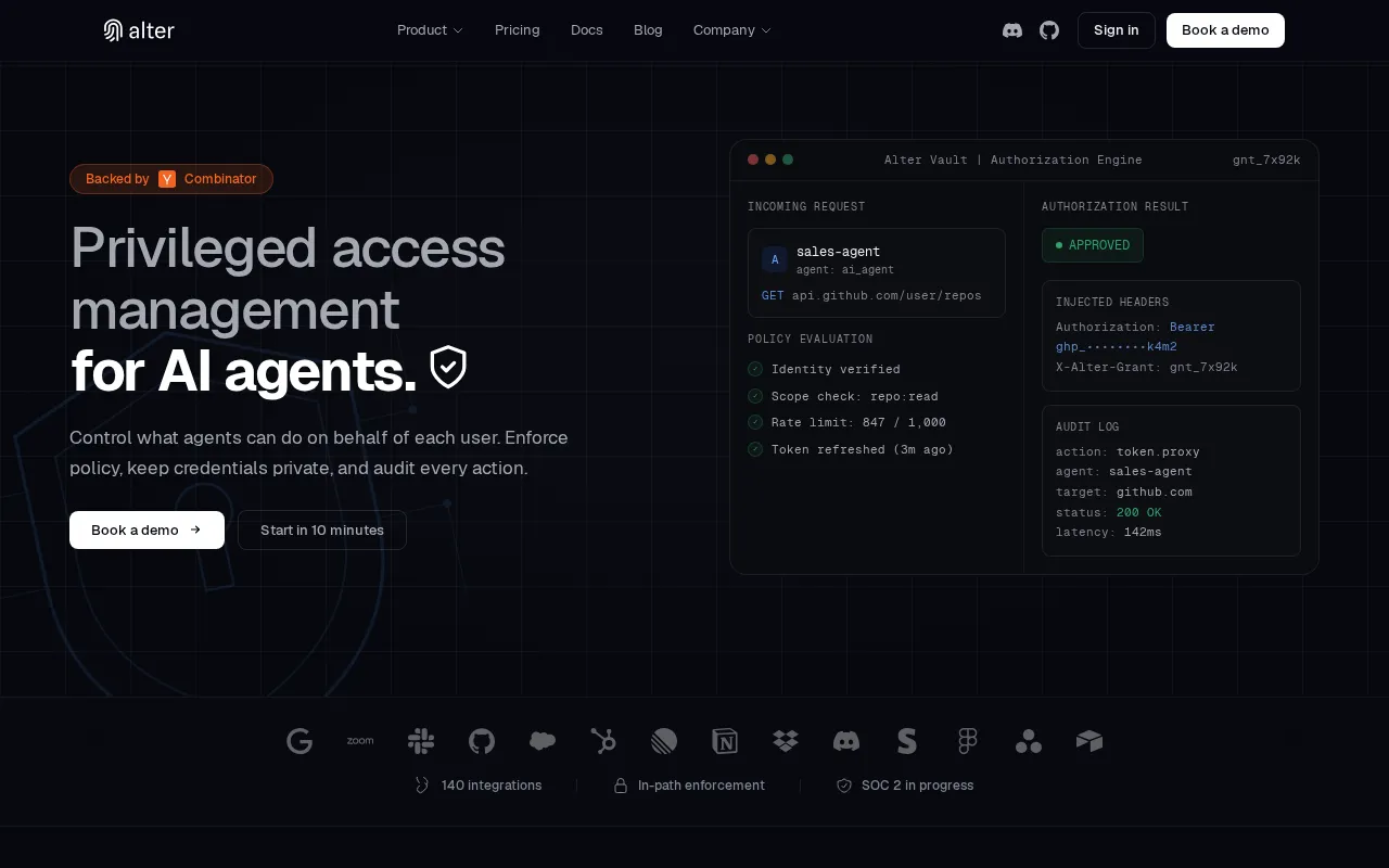Alter Secures YC Investment: Building Access Control for Multi-User AI Agents
