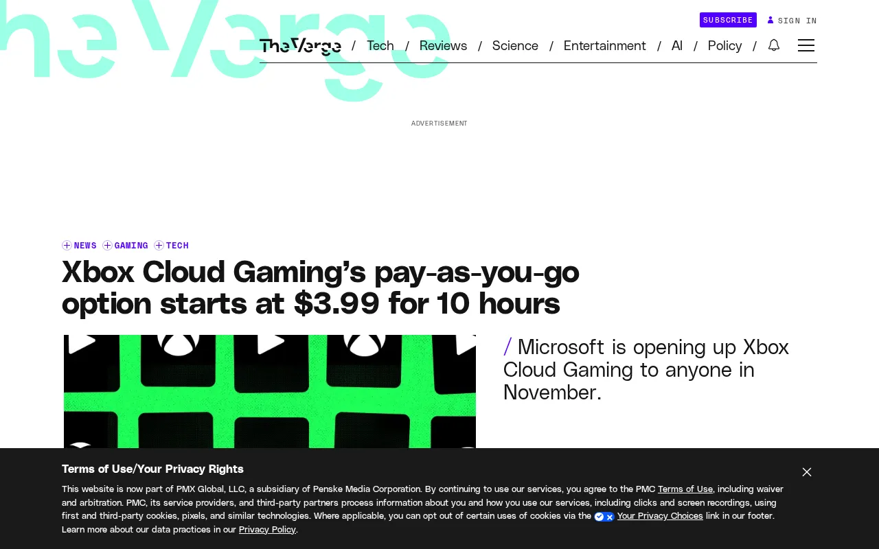 Xbox Cloud Gaming pay-as-you-go option starting at $3.99 for 10 hours