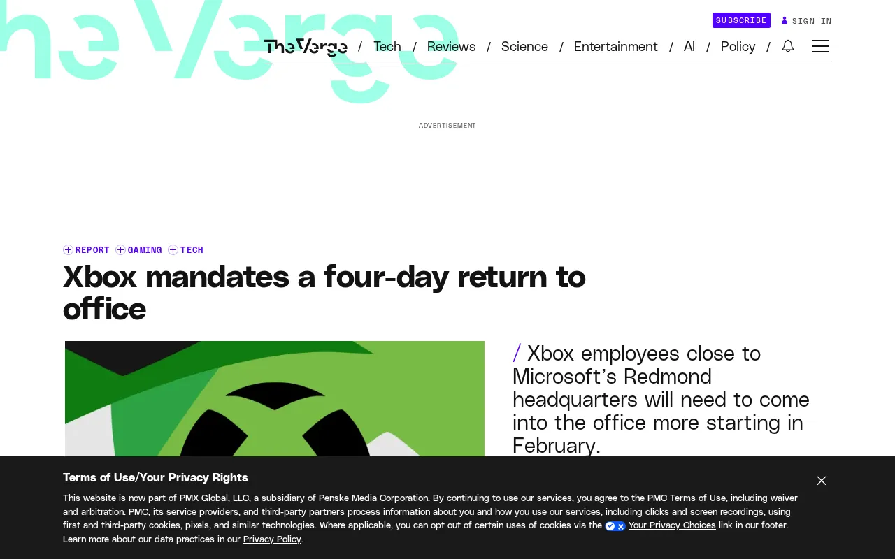 Xbox员工每周返岗四天:微软混合办公政策再收紧