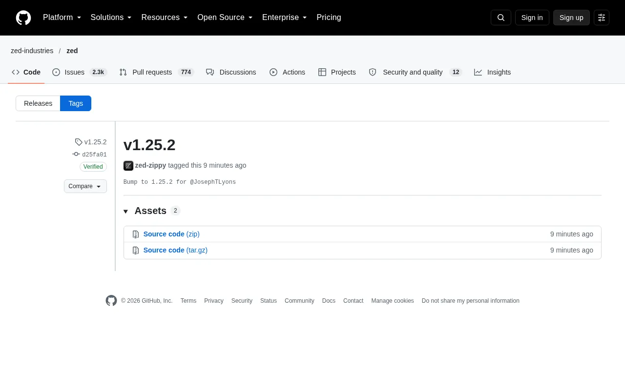 Zed Editor Releases v1.25.2 Update