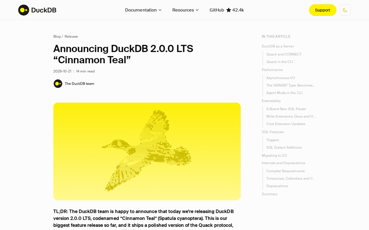 DuckDB 2.0.0 LTS发布:分析型数据库迎来长期支持版